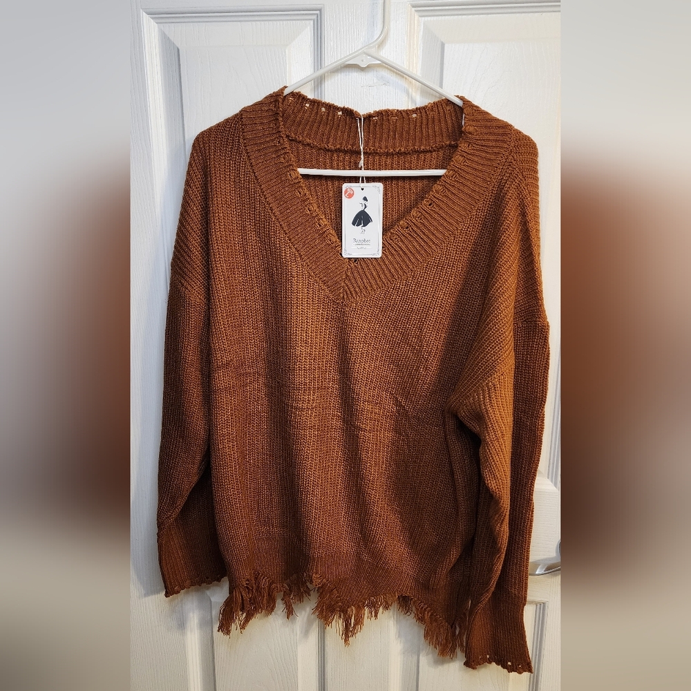 Women's Ranphee Large Dark Orange Sweater